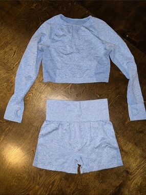Light Blue Athletic Shorts Set